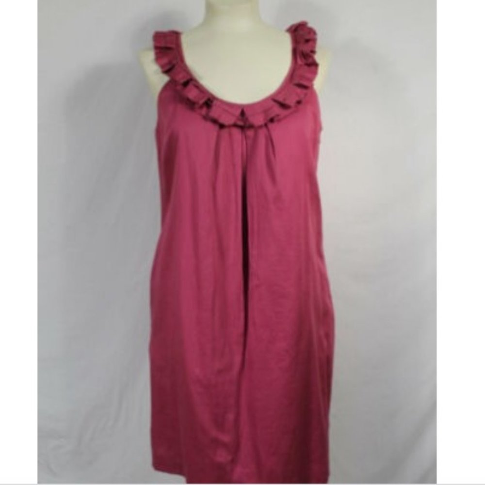 Loft Purple Sleeveless Dress, Ruffle, Pockets, 8